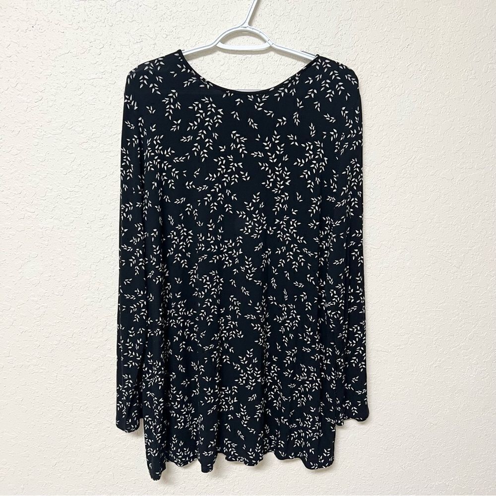 J Jill Womens Top Black Long Sleeve Wearever Collection Rayon Pleated Back Sz L